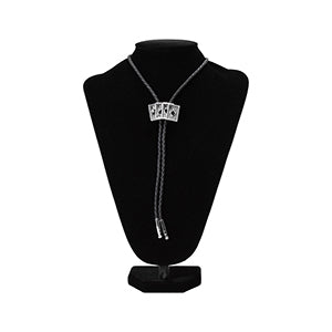 Ace of spades playing card design bolo tie with braided cord.