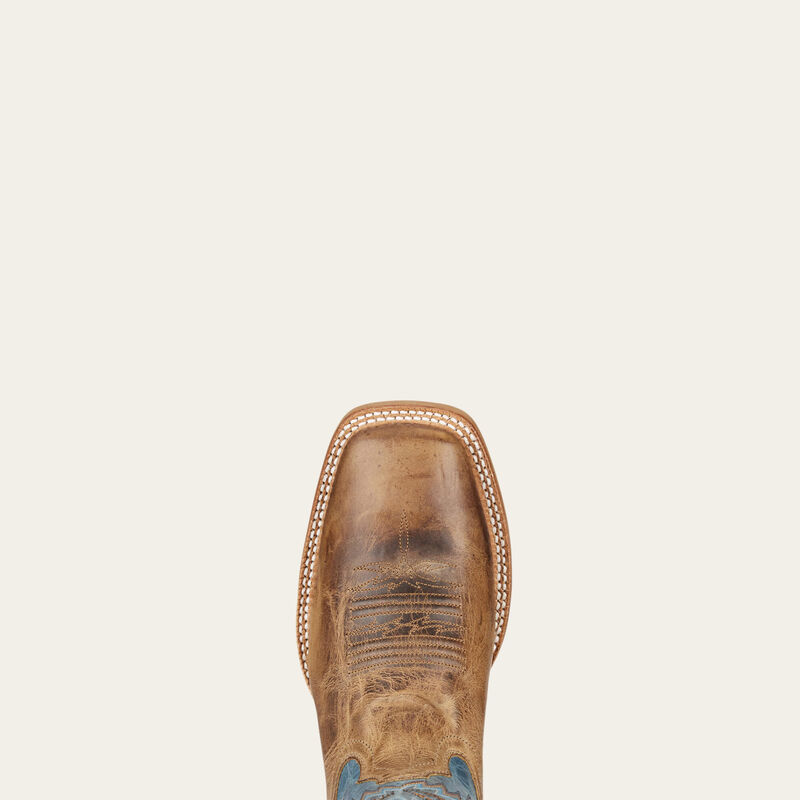 Ariat Arena Rebound Western Boot in Dusted Wheat, showcasing rugged leather construction and classic Western design.
