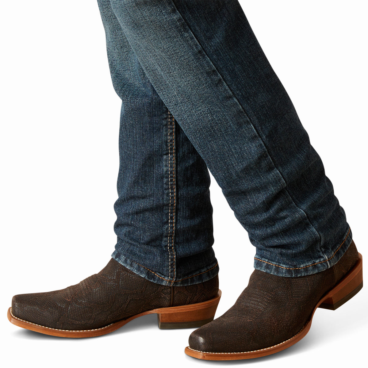 Ariat boys B5 Dustin straight jeans in dark wash denim, featuring classic five-pocket design and reinforced stitching.