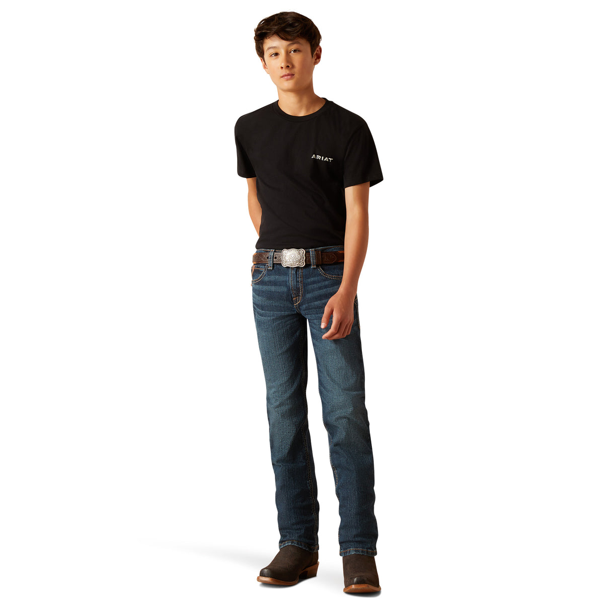 Ariat Boys B5 Dustin Straight Jean in Chief color, showing classic denim style and fit for young boys.