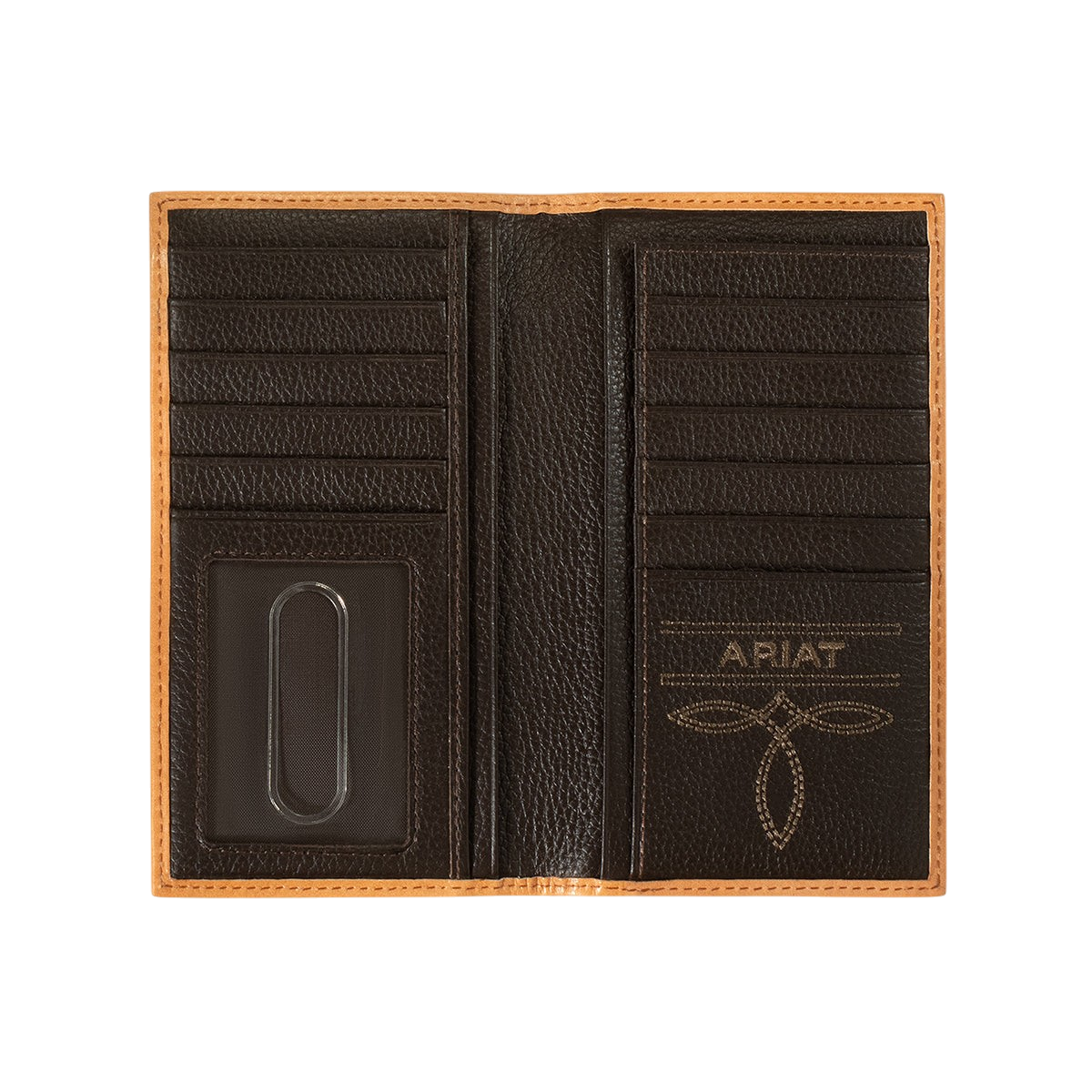 Arit Calf Hair Basket Weave Rodeo Wallet by M&F, showcasing textured leather with intricate basket weave design and multiple card slots.