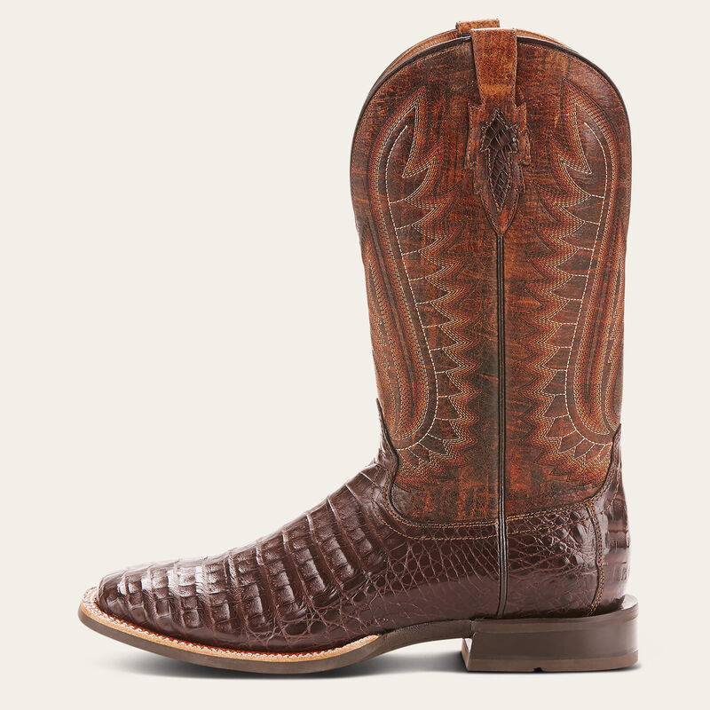 Ariat Double Down Western Boot in Antique Pecan leather, featuring classic stitching and a sturdy Western style.