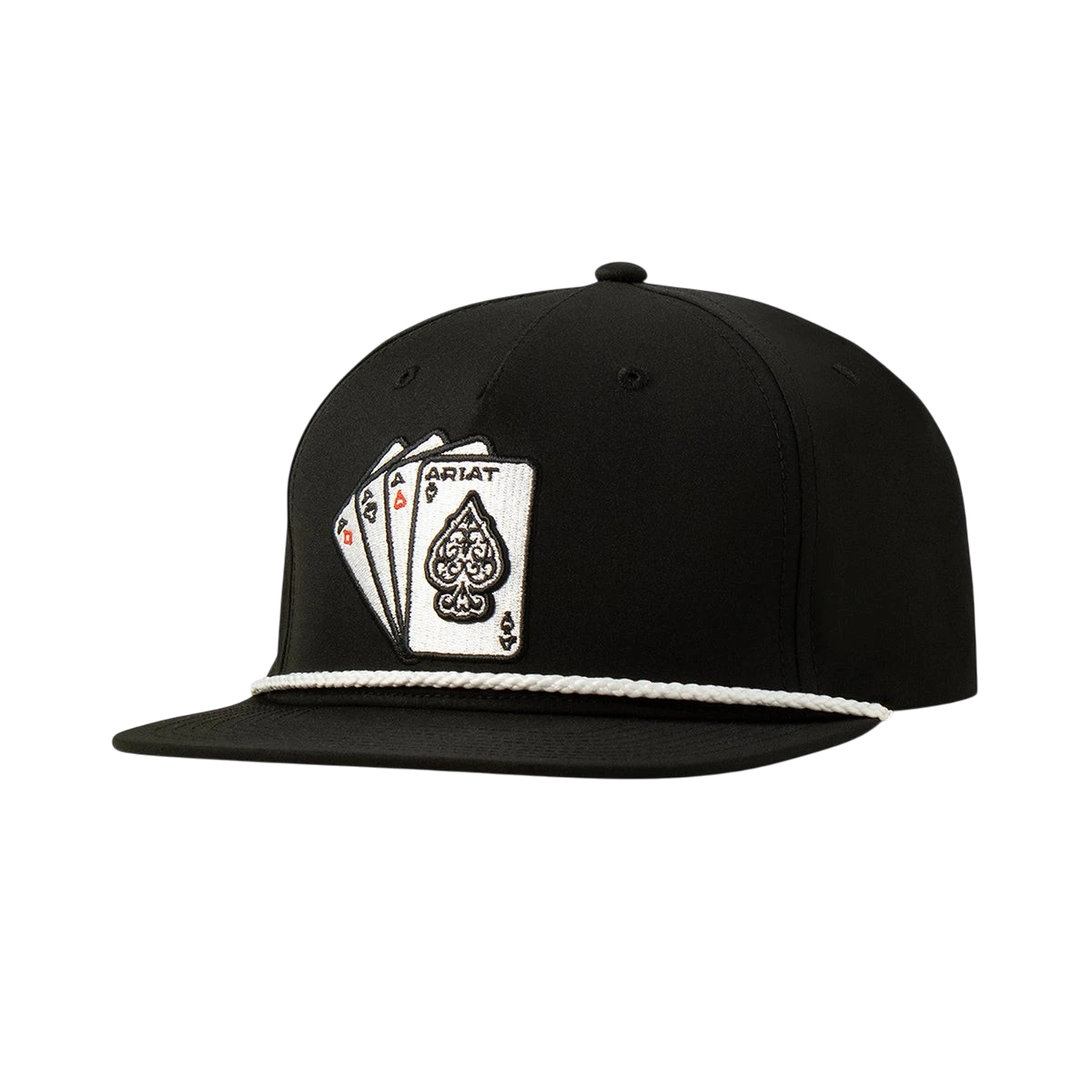 Ariat men's embroidered Aces Rope baseball cap with detailed stitching and adjustable strap, featuring a stylish design.