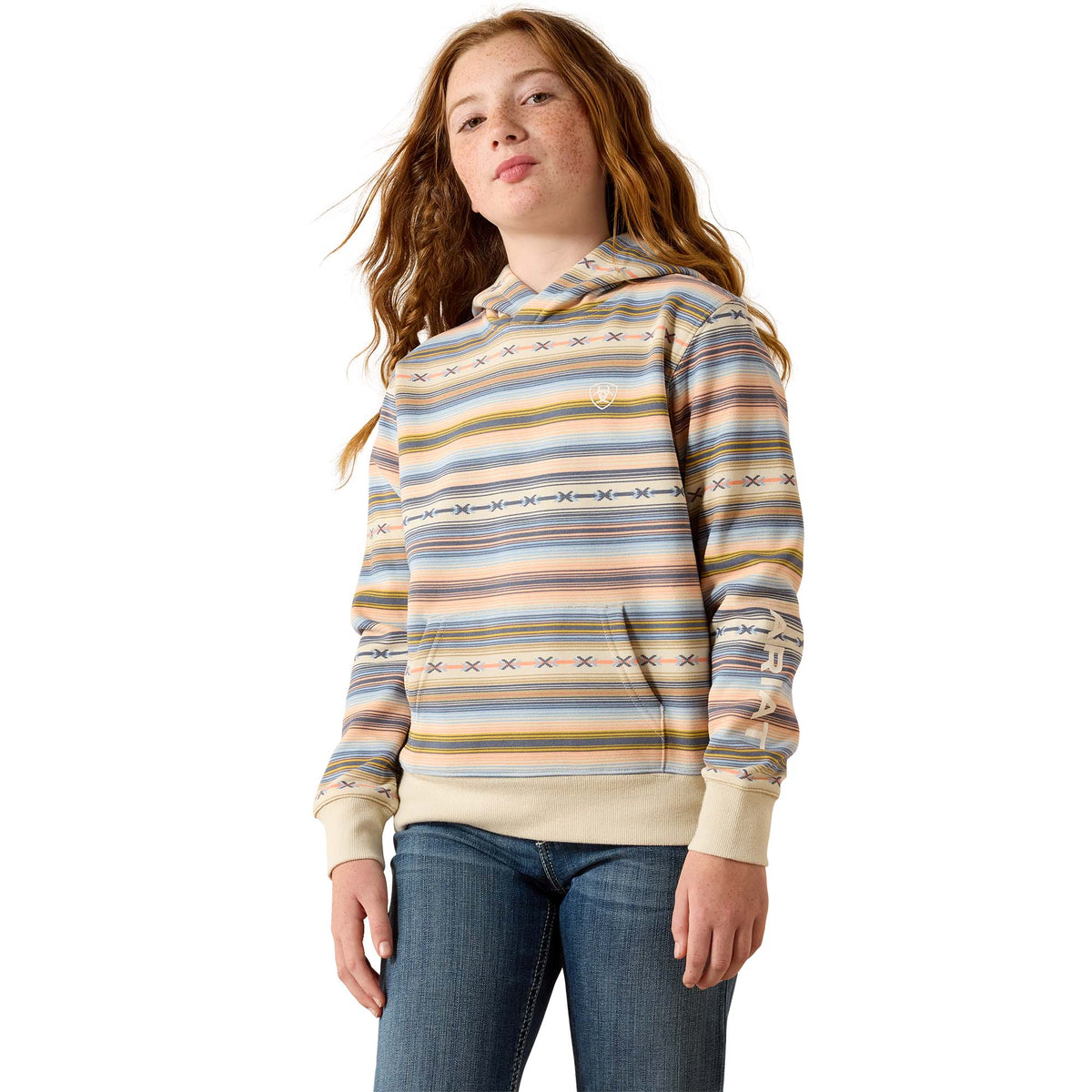 Arit Girls 2.0 Hoodie in multicolor serape pattern, casual hoodie with vibrant design and comfortable fit.