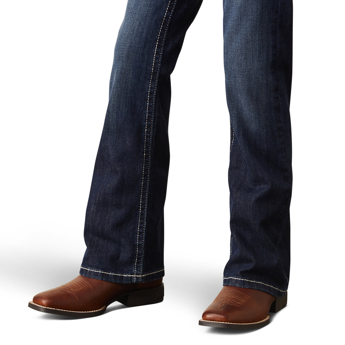 Ariat Girls R.E.A.L Brianna boot cut jeans in Naomi wash, featuring classic denim style and comfortable fit for young girls.