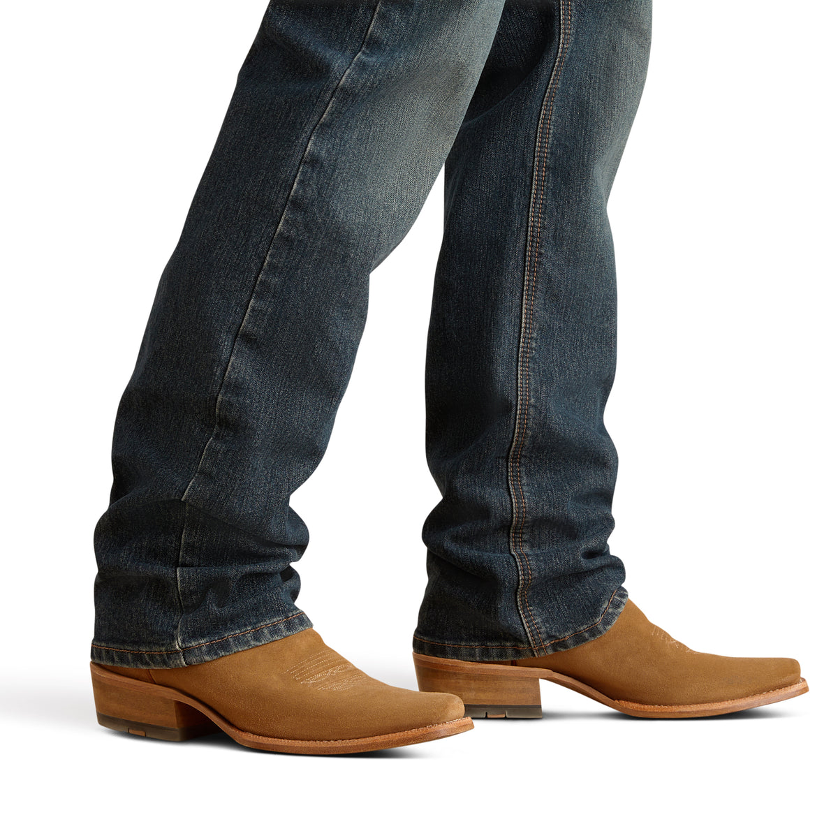 Ariat Men's M2 Traditional Relaxed Stretch Boot Cut Jean in Atlas denim, showing classic fit and relaxed style.