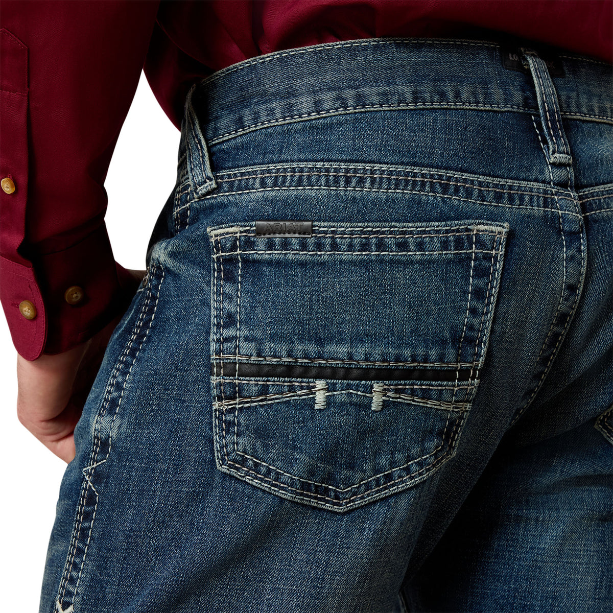 Ariat Men's M7 Rocker Stretch Coltrane Stackable Straight Leg Jean in Silverton with classic denim look and straight fit.