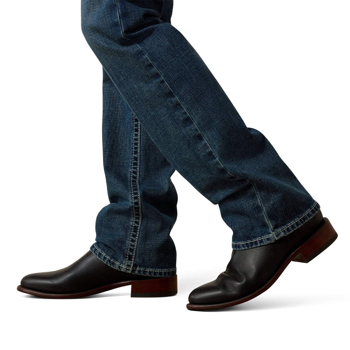Ariat men's M7 Rocker stretch Coltrane stackable straight-leg jeans in Silverton with classic denim look and visible stitching.