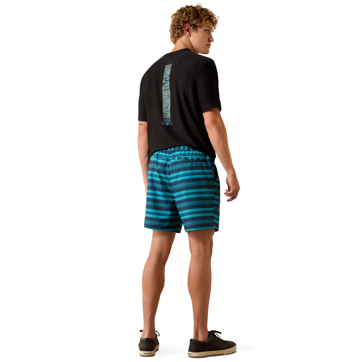 Ariat men's The Weekender 6-inch shorts in Key Largo Serape Stripe with a colorful striped pattern and casual fit.