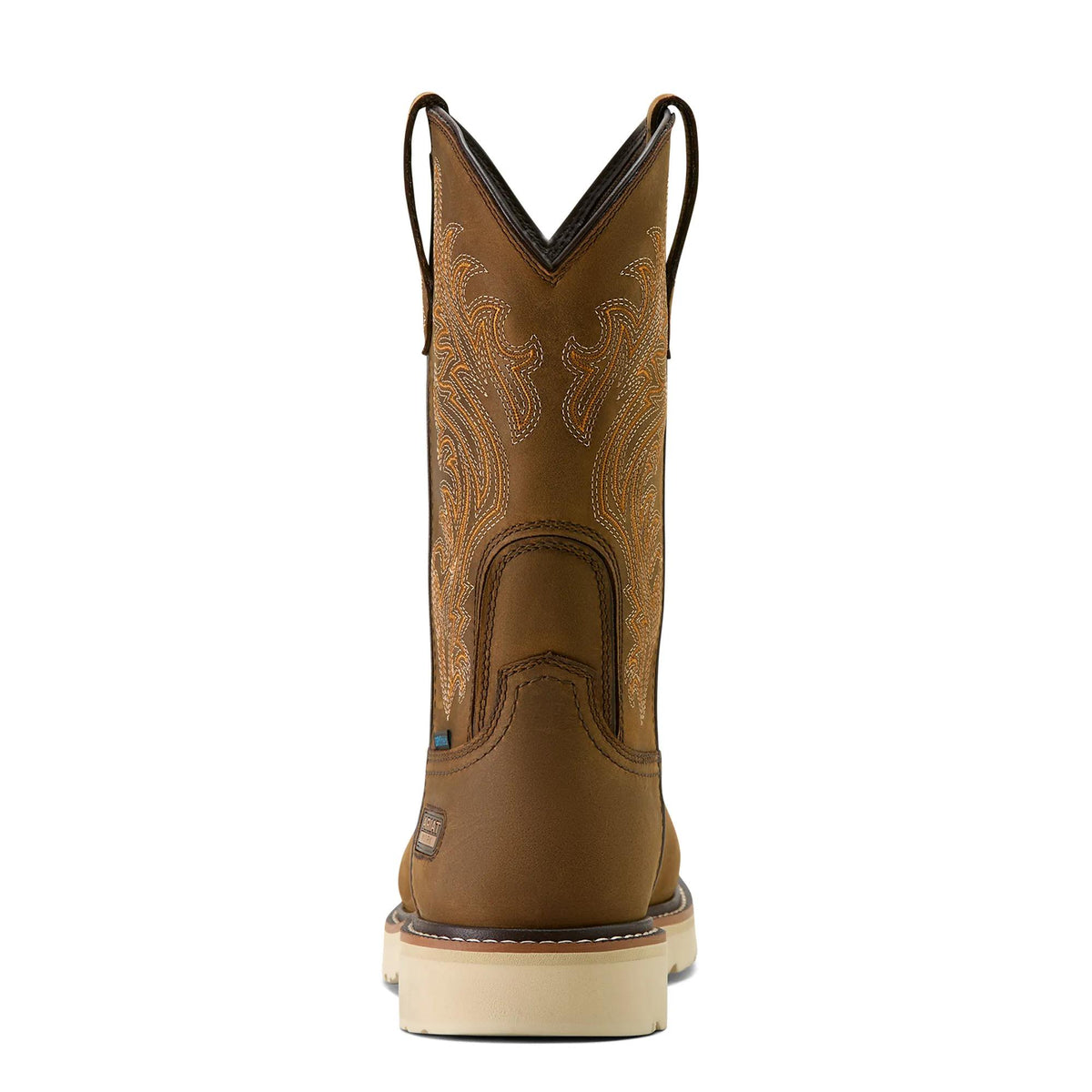 Ariat Men's Activator Argo Waterproof Round Toe Composite Toe Work Boot, Distressed Brown – heel