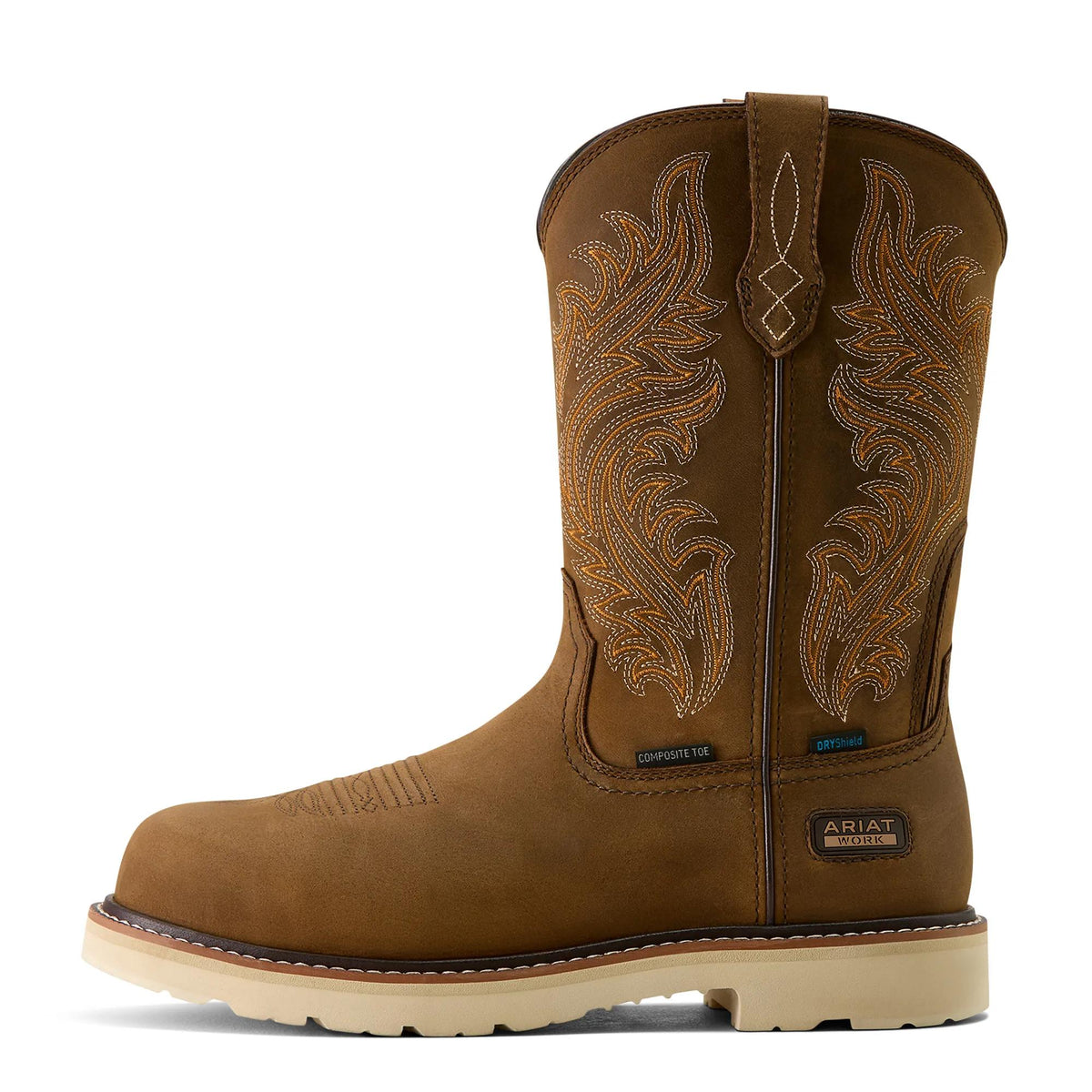 Ariat Men's Activator Argo Waterproof Round Toe Composite Toe Work Boot, Distressed Brown – side