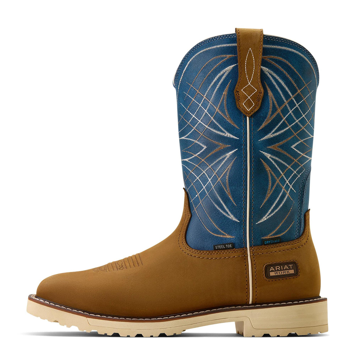 Ariat Men's Activator Waterproof Steel Toe Work Boot, Dusted Brown|Basin Blue – side