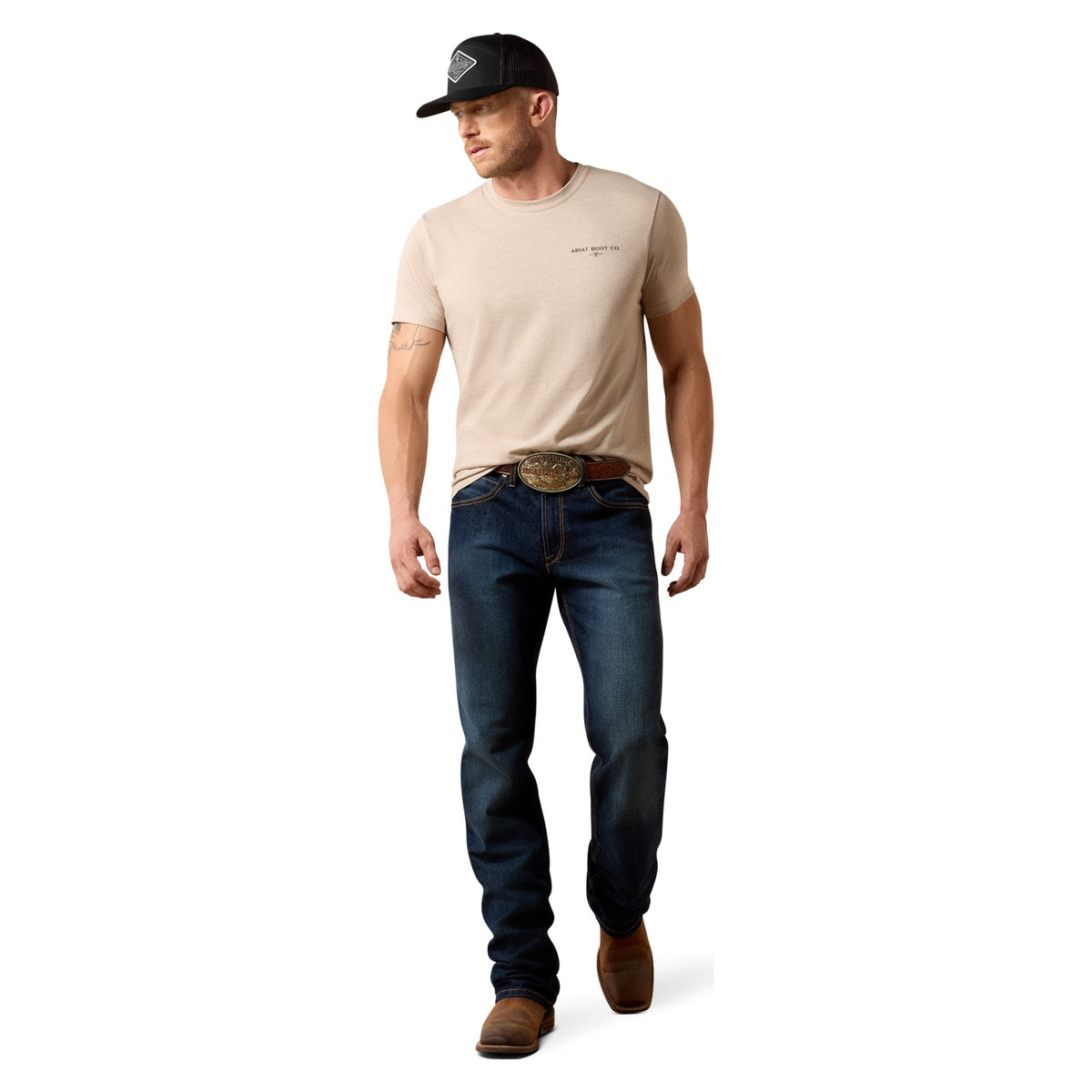 Ariat Men's Beefy Boy T-Shirt, Brindle Heather – full length