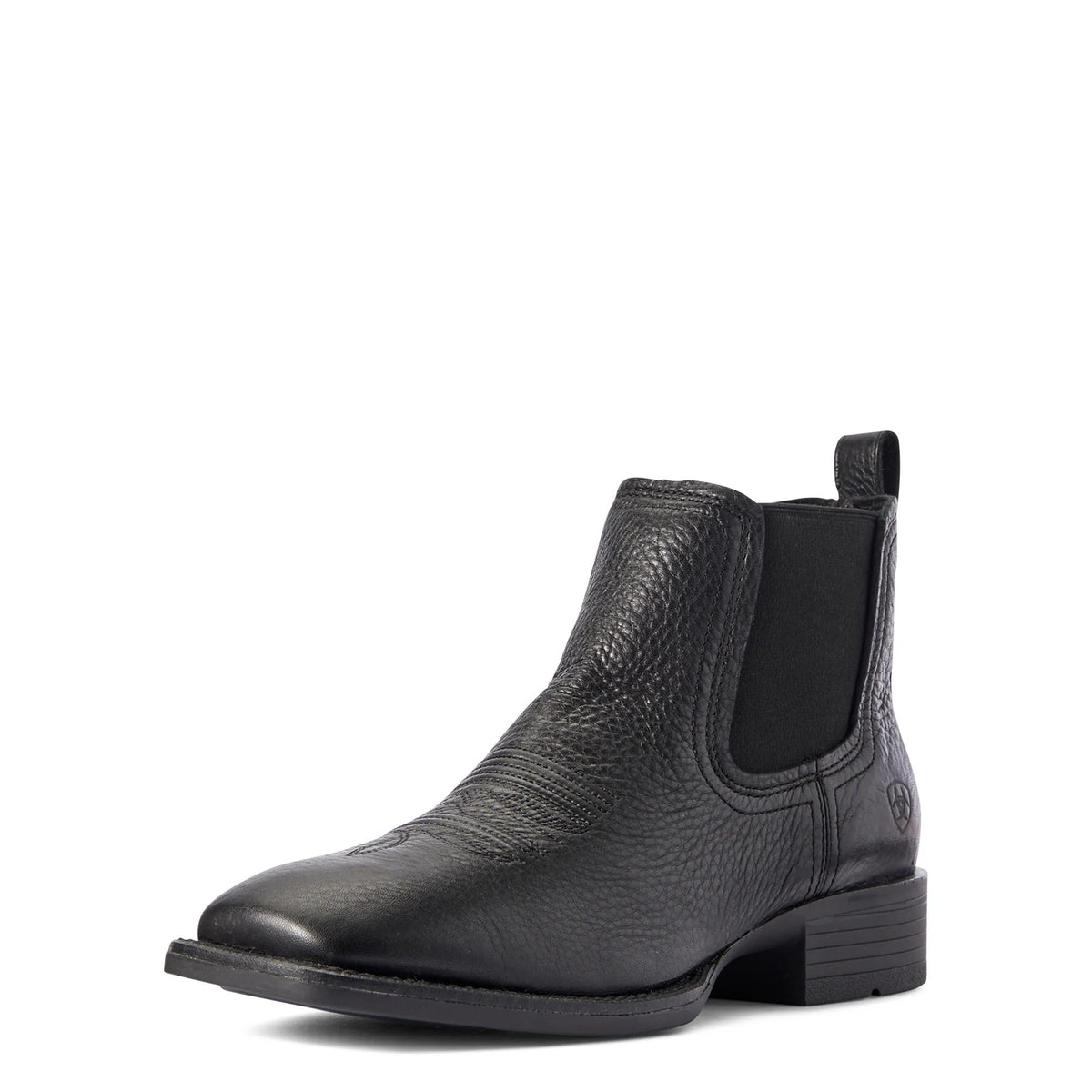 Ariat Men's Booker Chelsea Wide Square Toe Western Boot, Black – 3-4 front