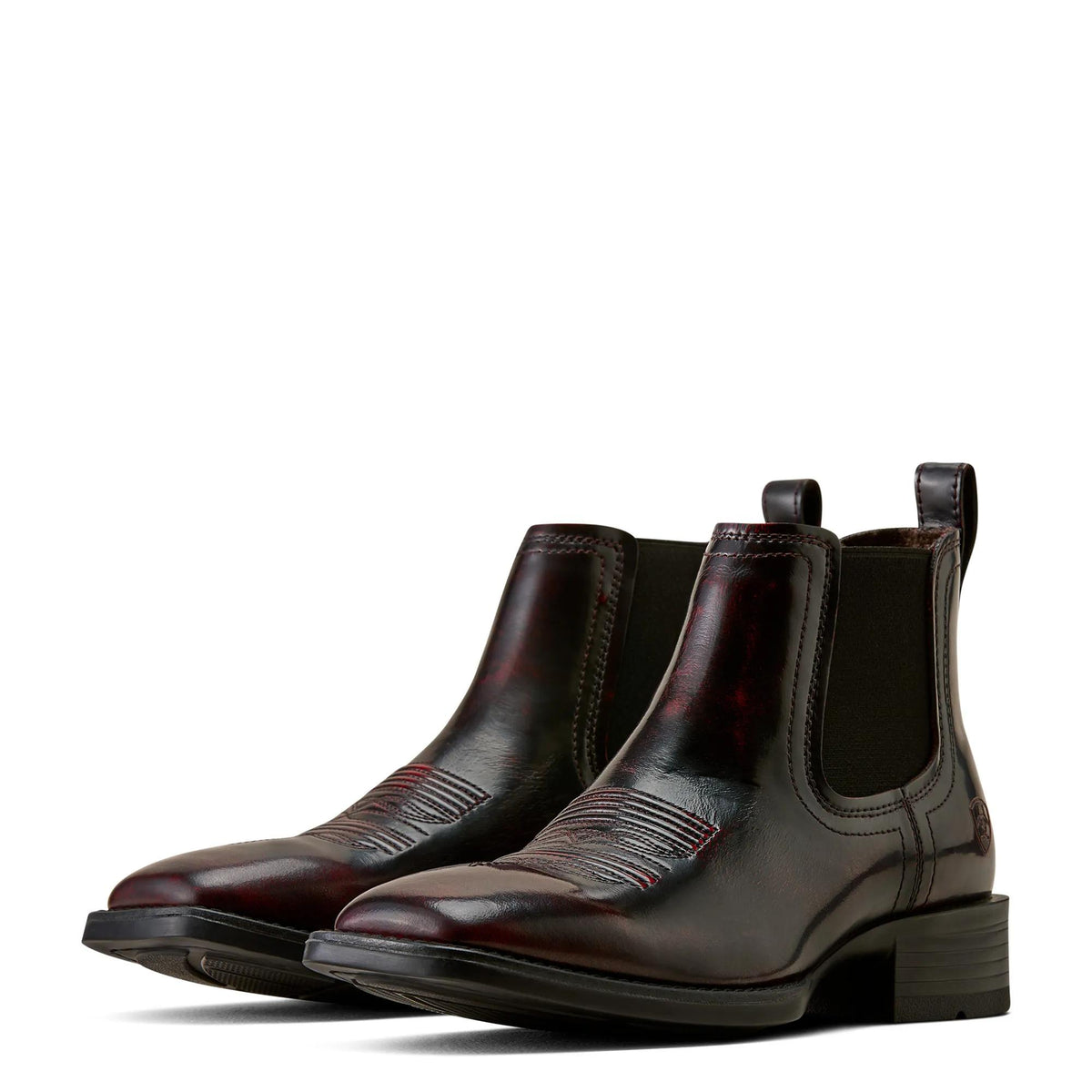 Ariat Men's Booker Chelsea Wide Square Toe Western Boot, Black Cherry – pair