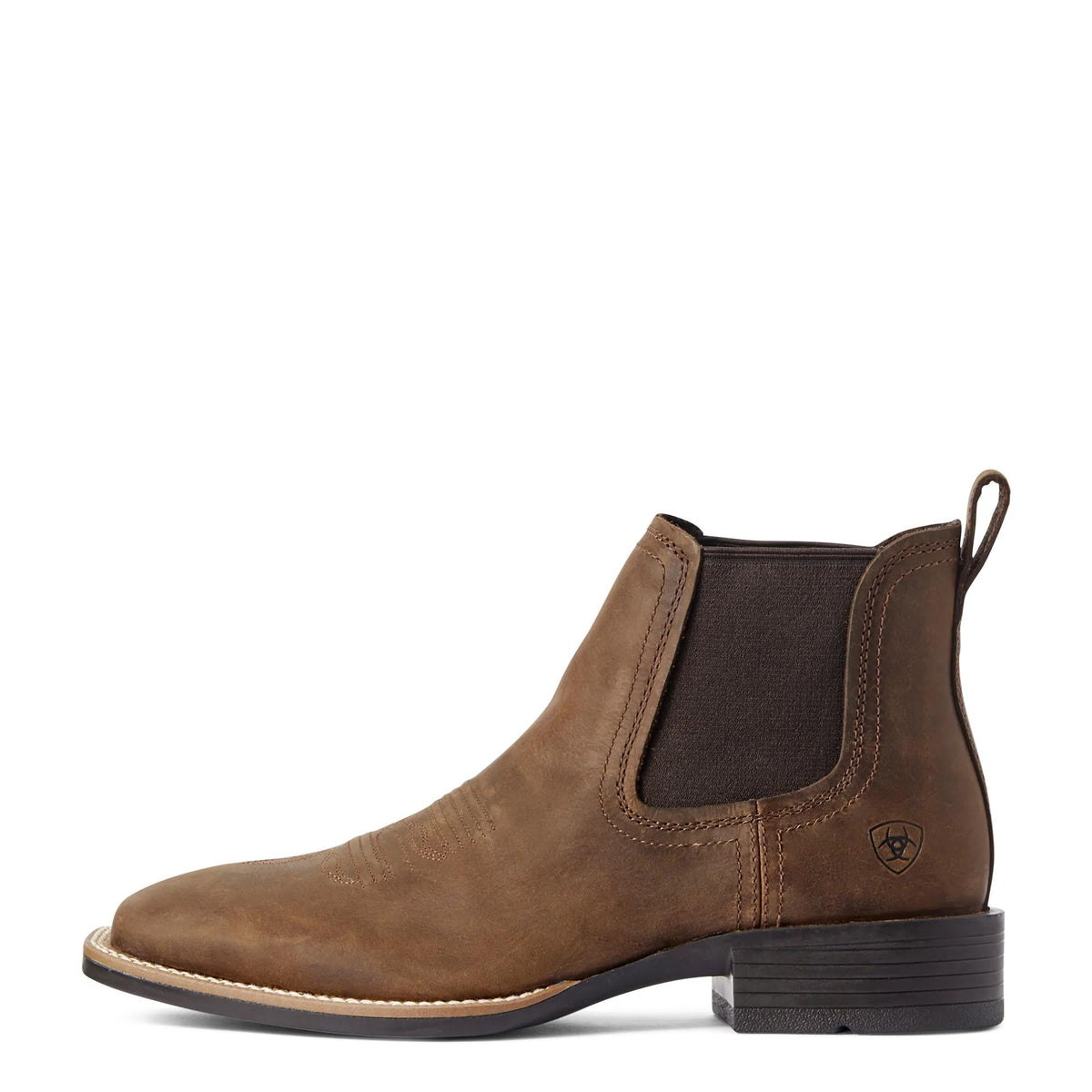 Ariat Men's Booker Chelsea Wide Square Toe Western Boot, Distressed Tan – side