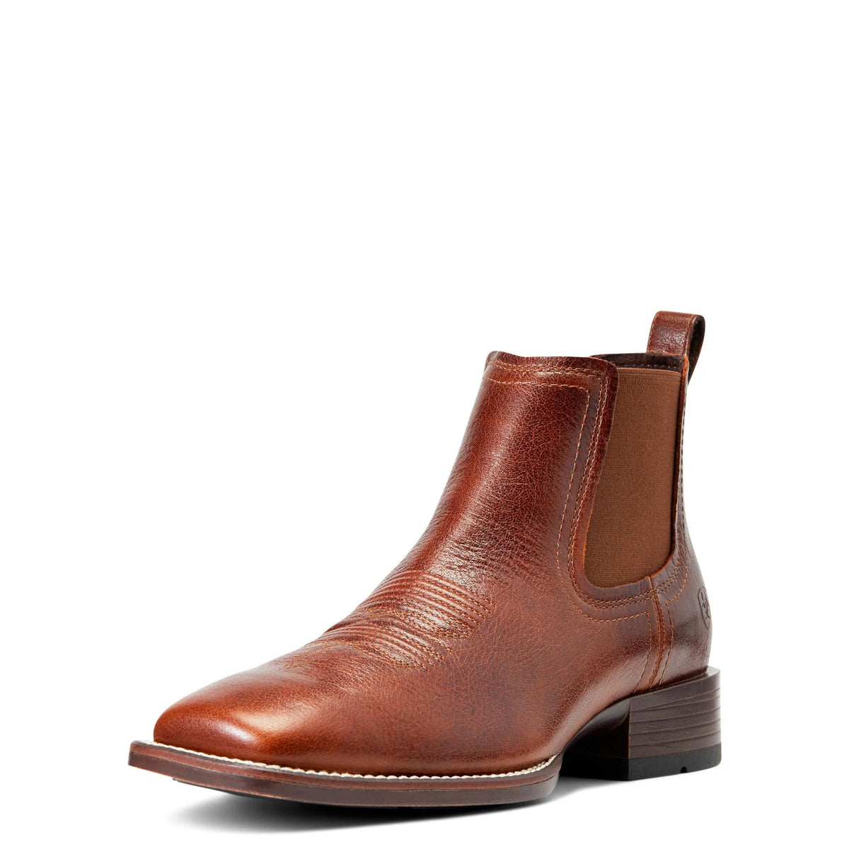 Ariat Men's Booker Chelsea Wide Square Toe Western Boot, Royal Brown – 3-4 front