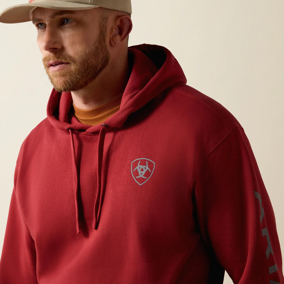 Ariat Men's Logo Hoodie, Brick Red – detail