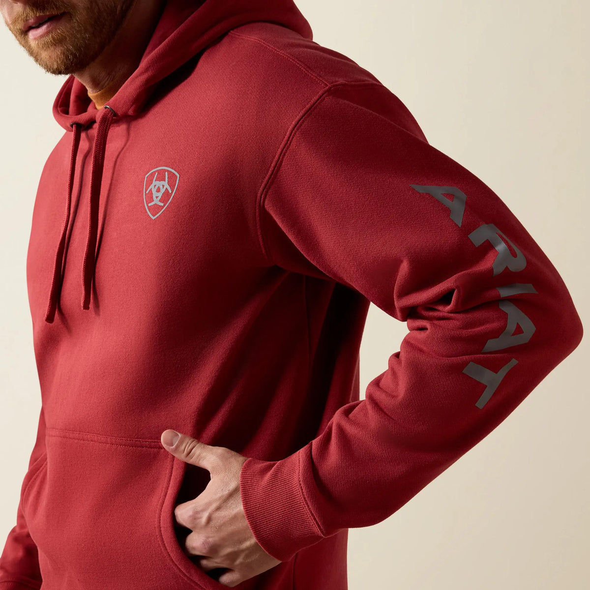 Ariat Men's Logo Hoodie, Brick Red – detail 2