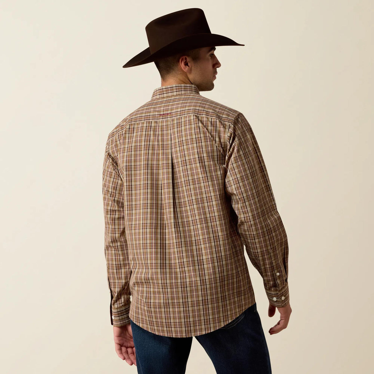 Ariat Men's Wrinkle Free Rease Classic Fit Shirt, Butternut Medium Plaid – back