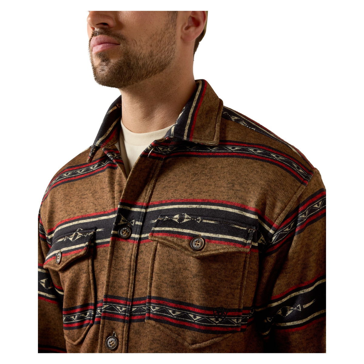 Ariat Men's Caldwell Printed Shirt Jacket, Toffee Serape – detail