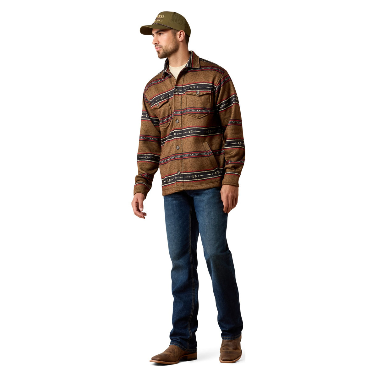 Ariat Men's Caldwell Printed Shirt Jacket, Toffee Serape – full length