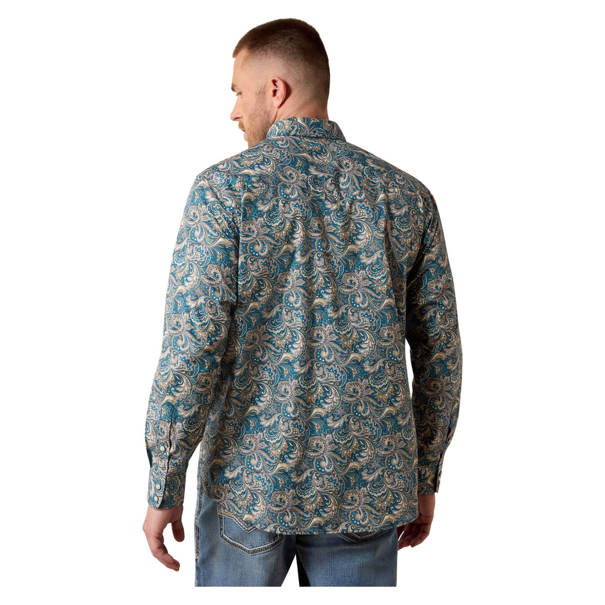 Ariat Men's Cedric Classic Fit Snap Shirt, Blue Multi Paisley Print – back