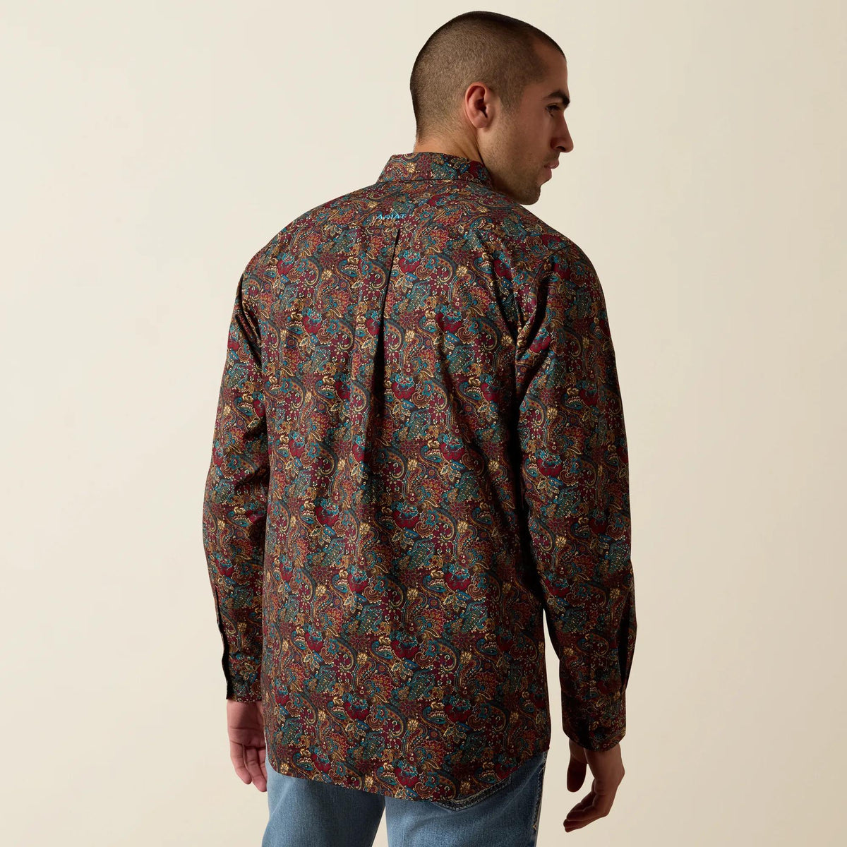 Ariat Men's Pablo Fitted Shirt, Chocolate Plum Multi Paisley Print – back