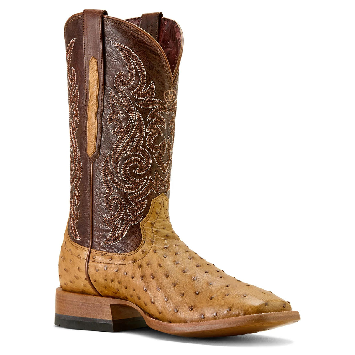 Ariat Men's Classic Cash Wide Square Toe Western Boot, Tan Full Quill Ostrich|Hickory Smoke – inside