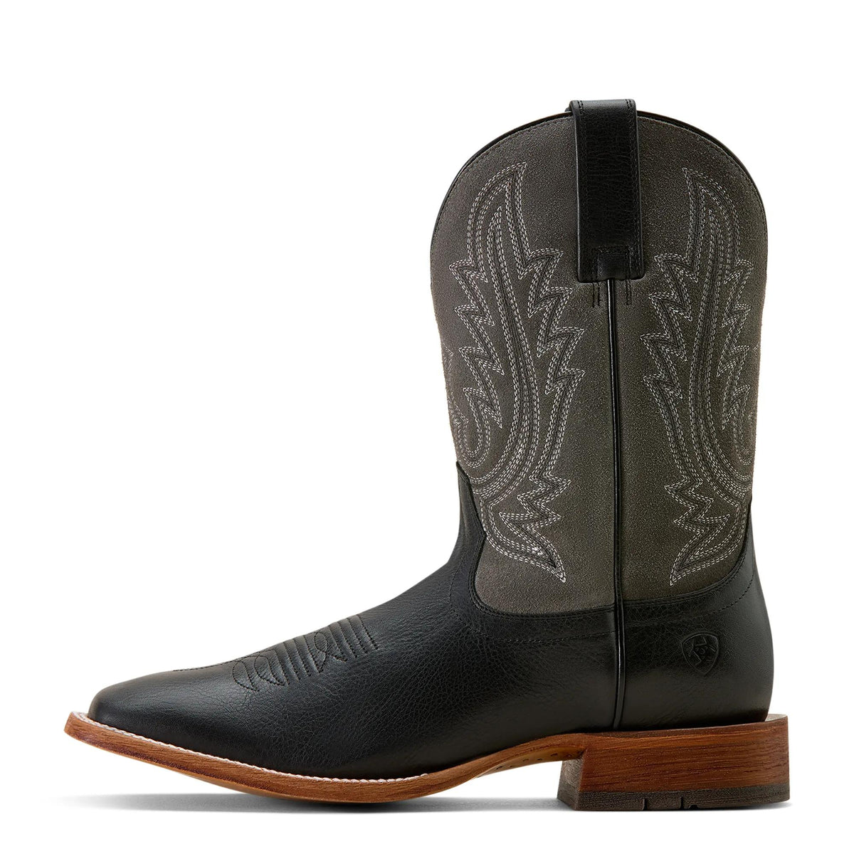 Ariat Men's County Roads Wide Square Toe Cowboy Boot, Nightshade Black|Gunmetal Grey Suede – side