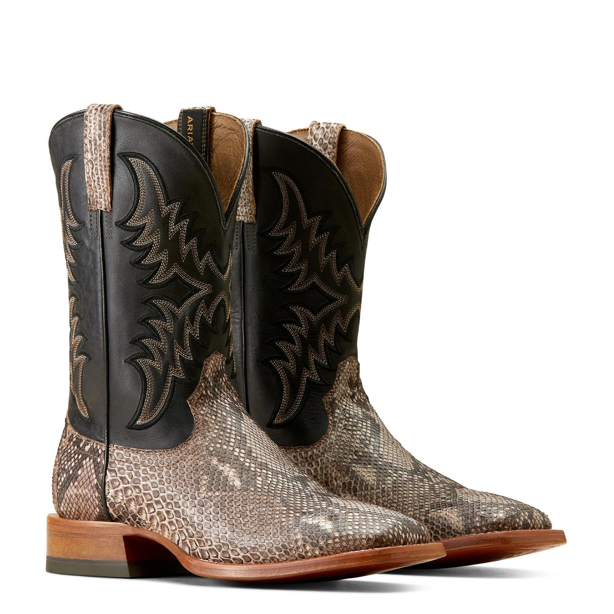 Ariat Men's Dry Gulch Wide Square Toe Cowboy Boot, Tan Python – pair