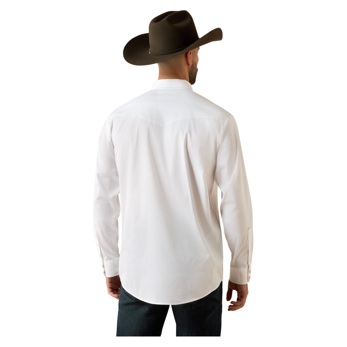 Ariat Men's Everything Classic Fit Snap Shirt, White – back
