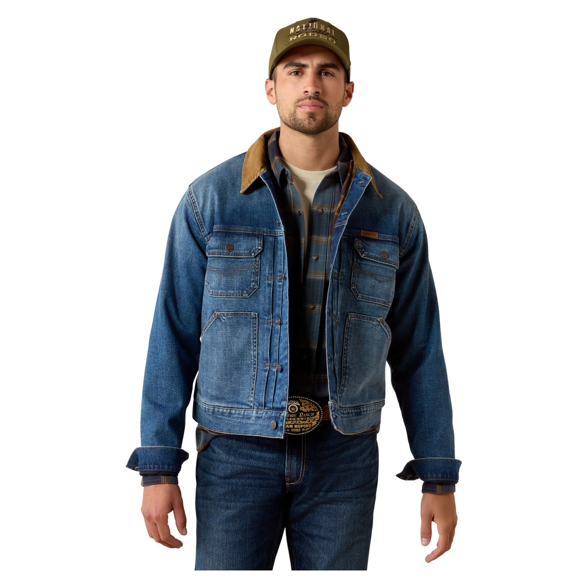 Ariat Men's Flannel Lined Trucker Jacket, Nate – front