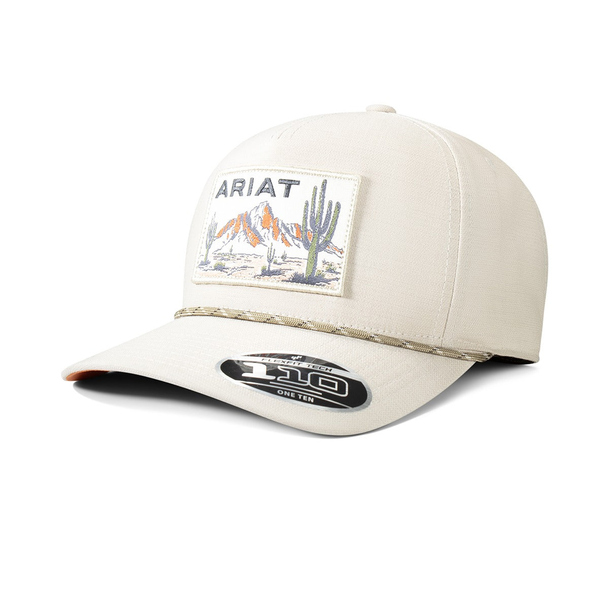 Ariat Men's FlexFit 110 Desert Scene Patch Snap Back Cap, Cream – front