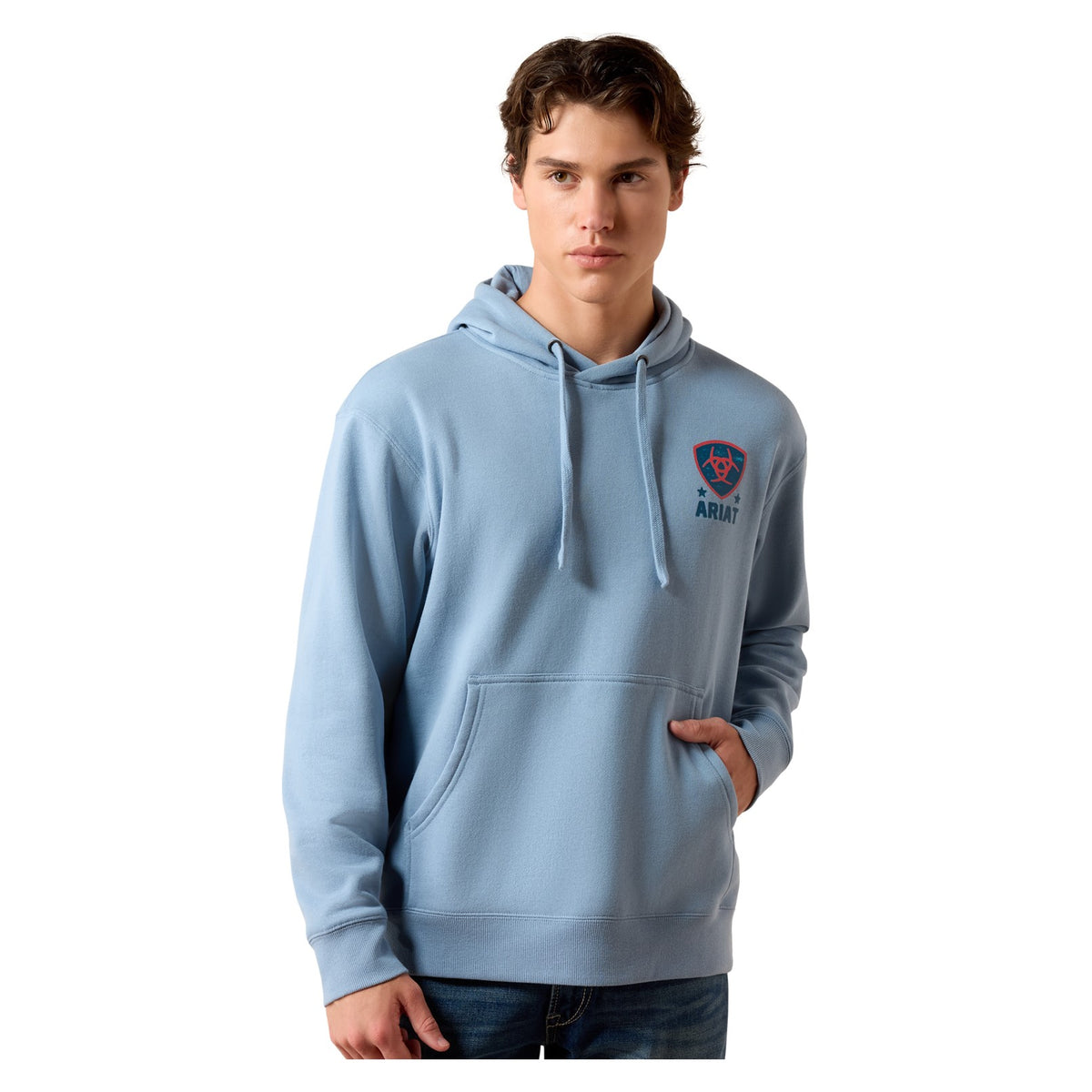 Ariat Men's Freedom Eagle Hoodie, Light Denim – front