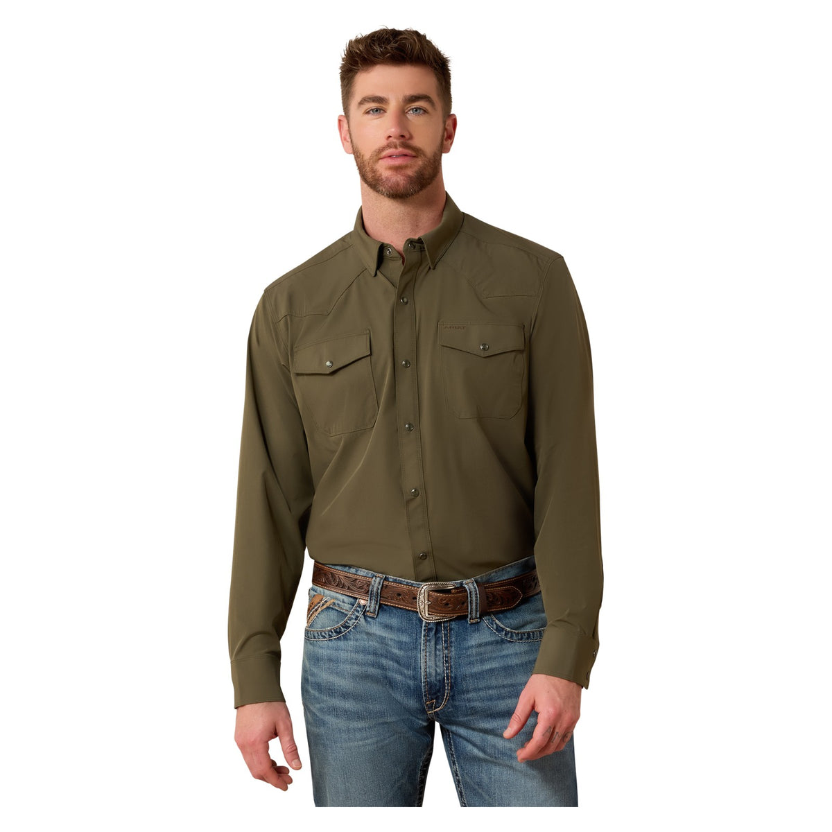Ariat Men's FrontierTough VentTEK Western Classic Fit Snap Shirt, Grape Leaf – front