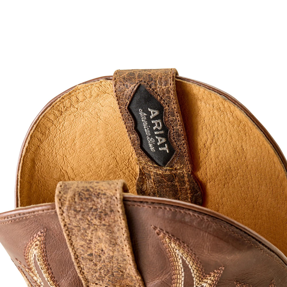 Ariat Men's Futurity Platinum Narrow Cutter Toe Cowboy Boot, Saddle Brown Bison/Nutshell Tan – detail