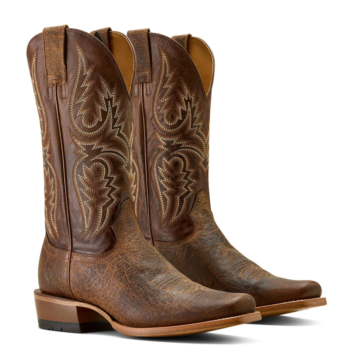 Ariat Men's Futurity Platinum Narrow Cutter Toe Cowboy Boot, Saddle Brown Bison/Nutshell Tan – pair