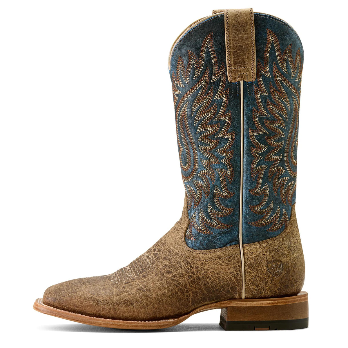 Ariat Men's Gold Point Wide Square Toe Cowboy Boot, Earth Brown Bison|Royal Blue – side