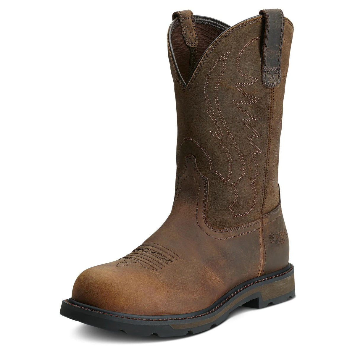 Ariat Men's Groundbreaker Steel Toe Work Boot, Brown – 3-4 front