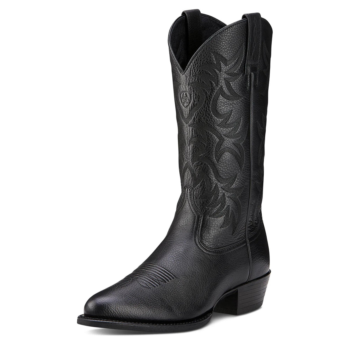 Ariat Men's Heritage R Toe Western Boot, Black Deertan – toe