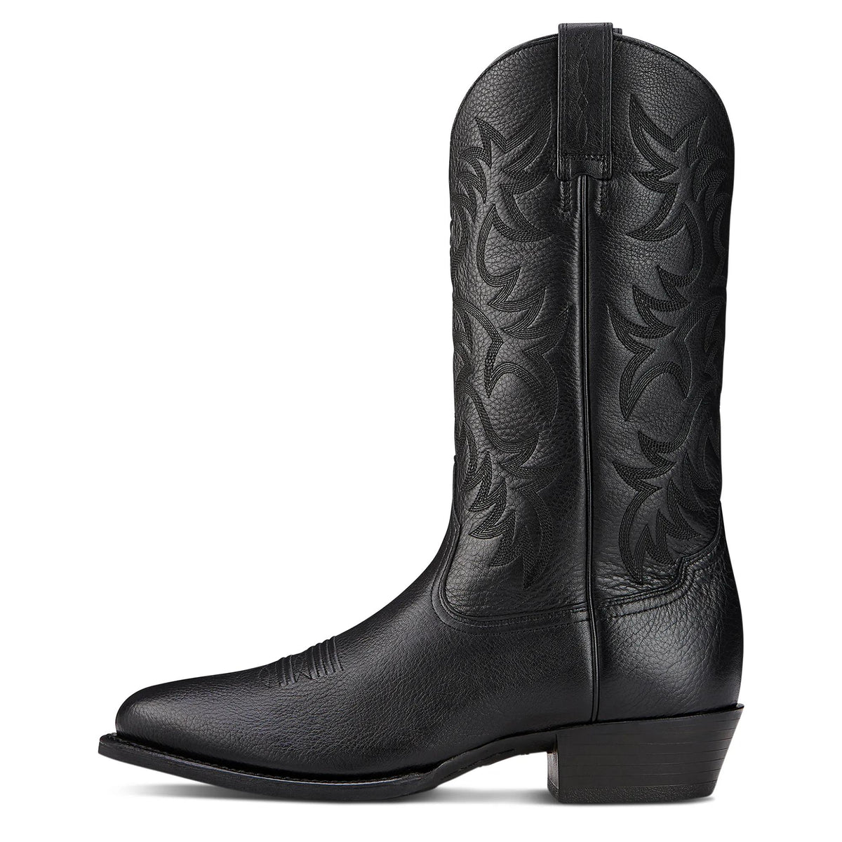 Ariat Men's Heritage R Toe Western Boot, Black Deertan – side