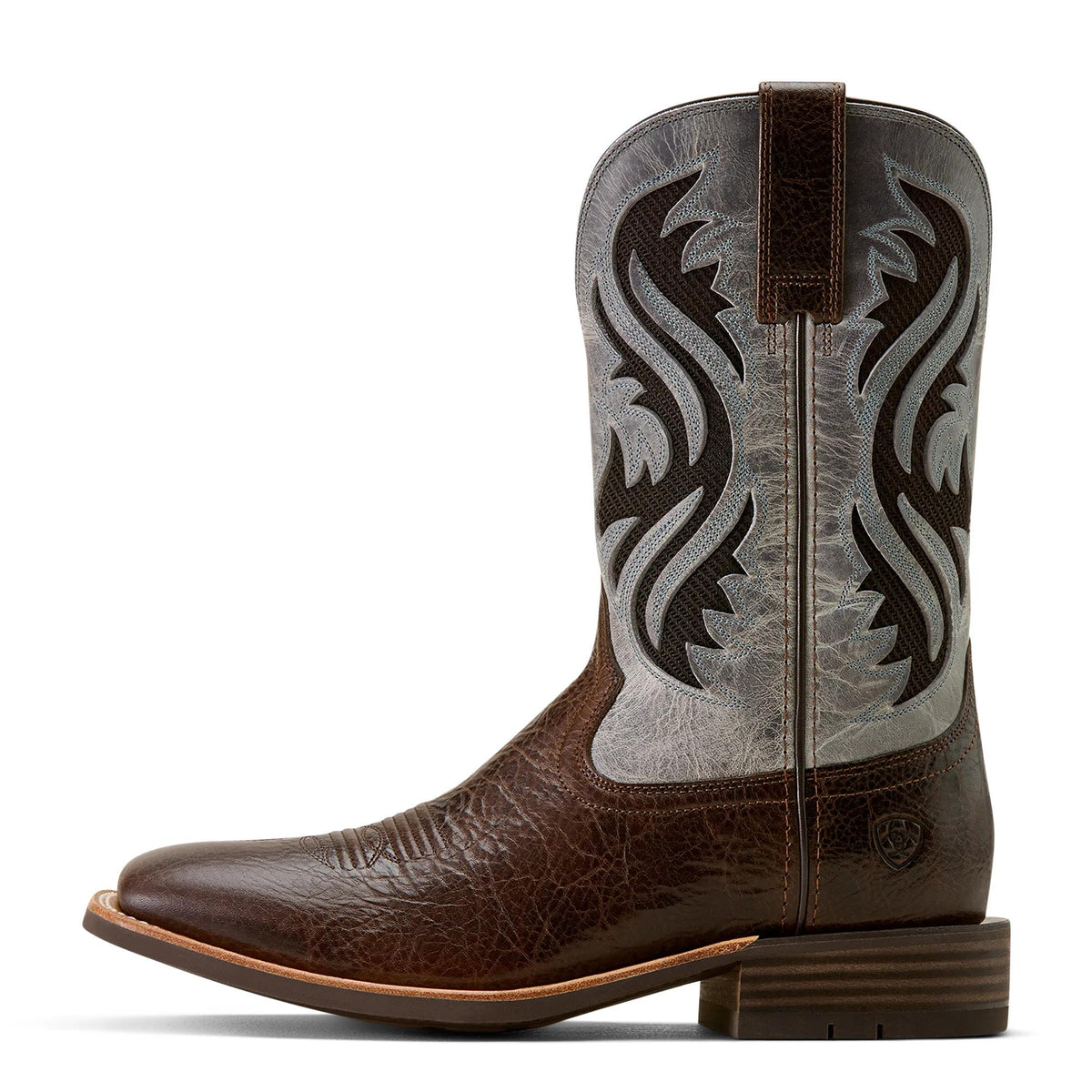 Ariat Men's Kanyon Toughstock VentTEK Wide Square Toe Cowboy Boot, Thunder Brown|Glacier Blue – side