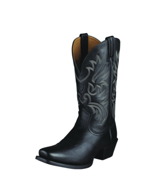 Ariat men's Legend Western Boot in black deertan leather, featuring classic Western boot design with detailed stitching.