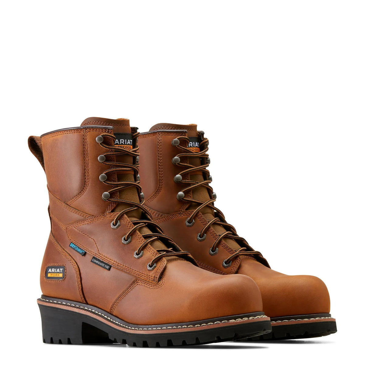 Ariat Men's Logger Shock Shield 8" Waterproof Composite Toe Work Boot, Copper Brown – pair