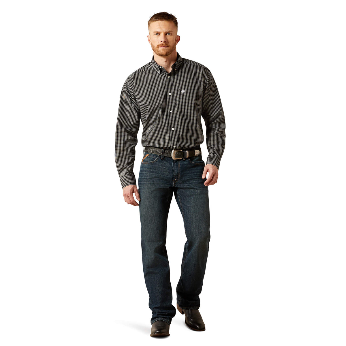 Ariat Men's M4 Relaxed Elias Boot Cut Jeans, Atlas – full length