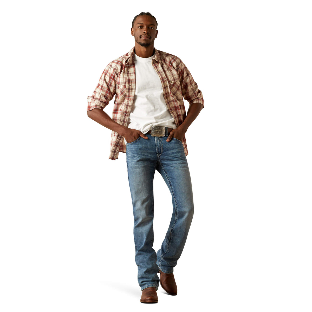 Ariat Men's M5 Straight Forrest Straight Leg Jeans, Clarence – full length