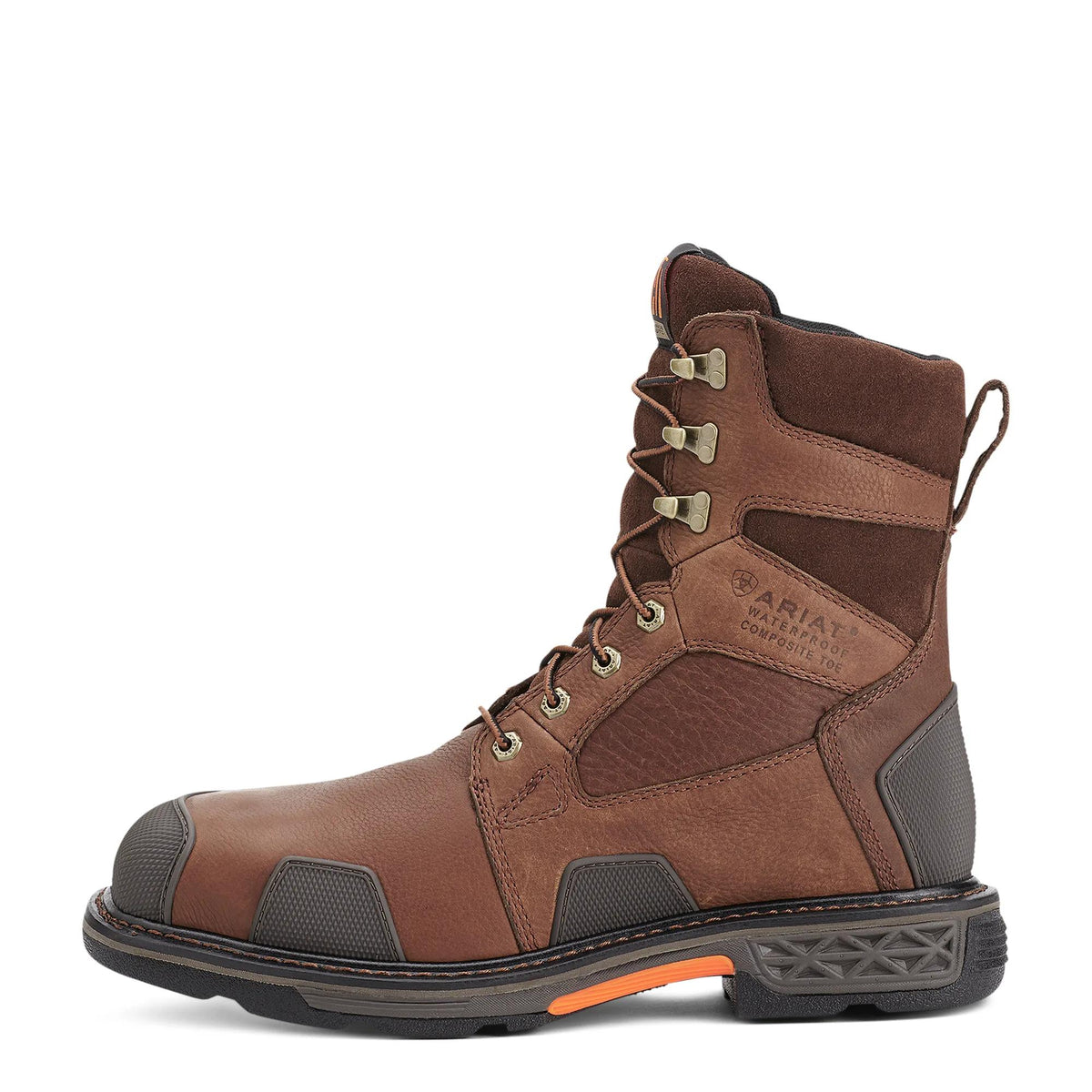 Ariat Men's Overdrive 8" Wide Square Toe, Chestnut Brown – side