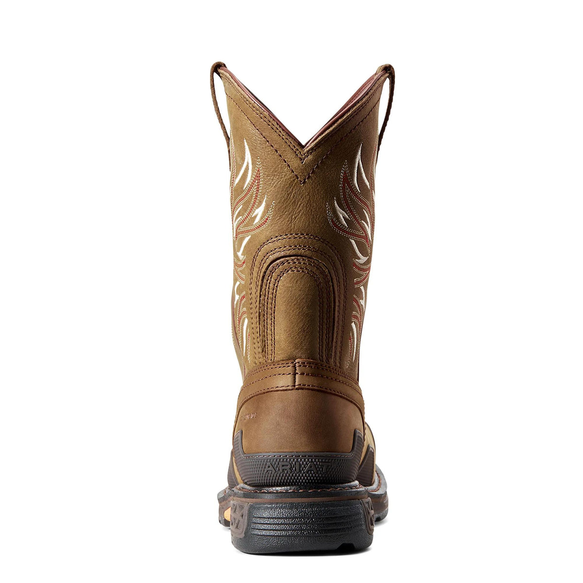 Ariat Men's OverDrive Wide Square Toe Composite Toe Work Boot, Alamo Brown – heel