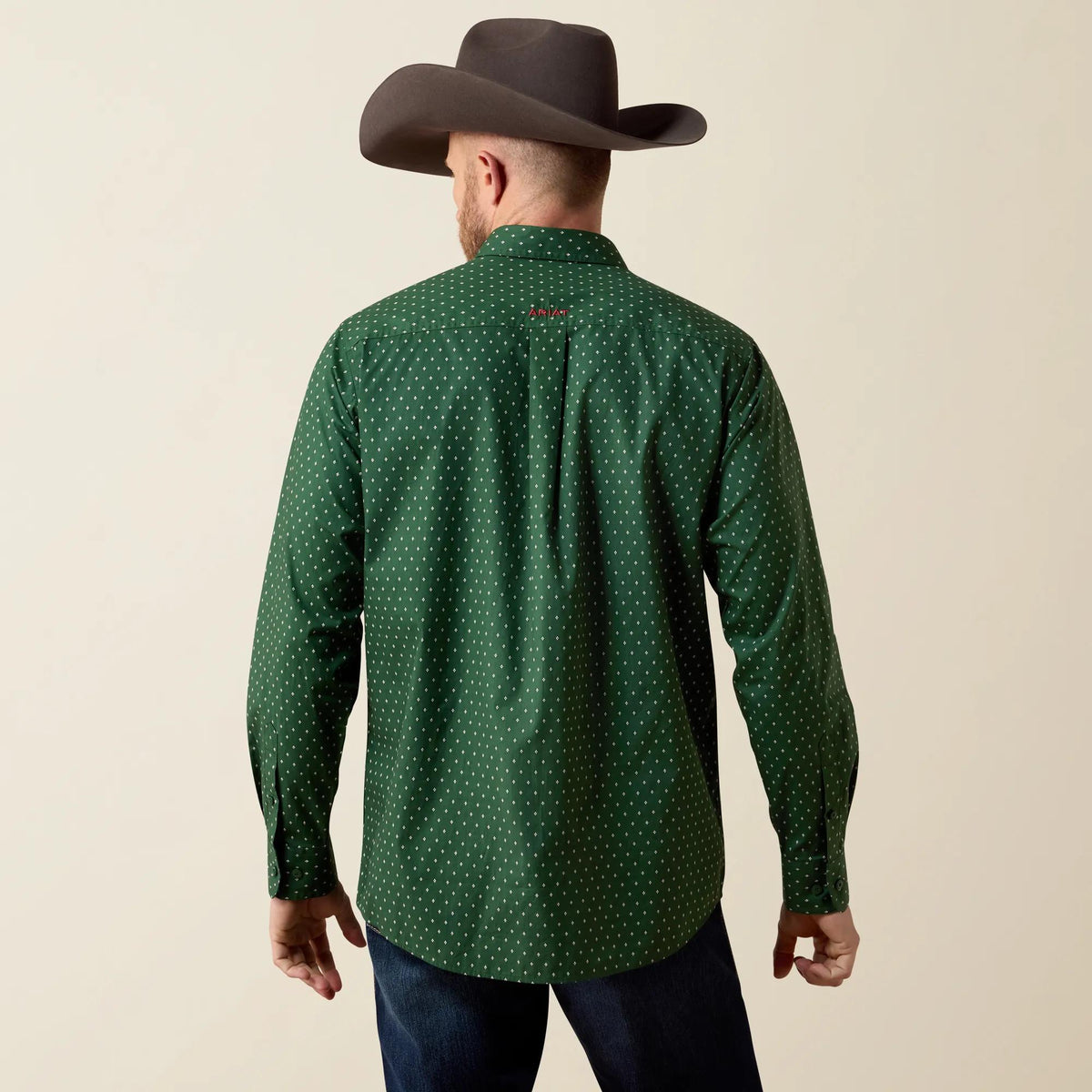 Ariat Men's Larkspur Classic Fit Shirt, Pineneedle Green Medallion Print – back